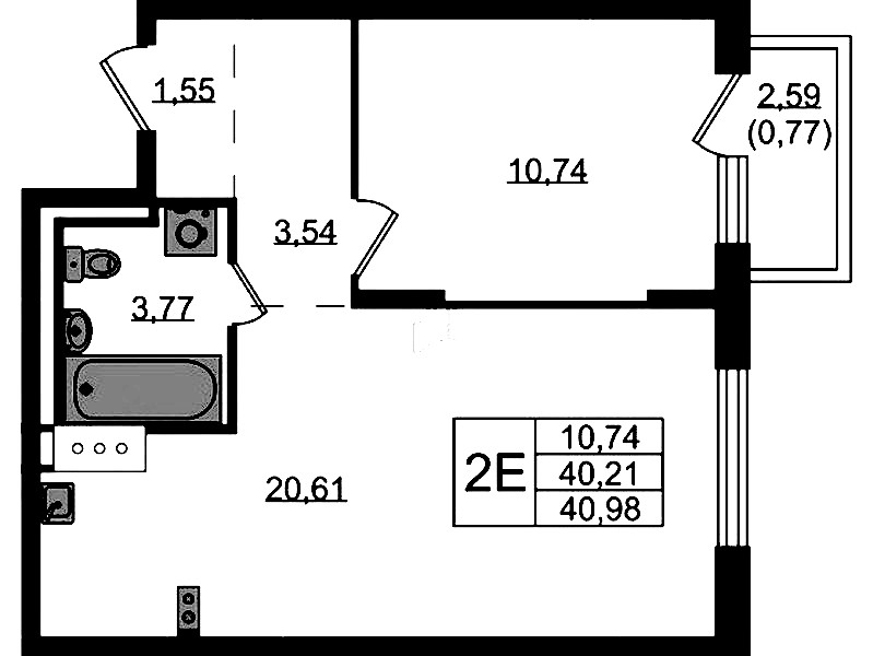 1-комнатная квартира 40.98 м², 7/13 эт., ЖК «Квартал Торики»